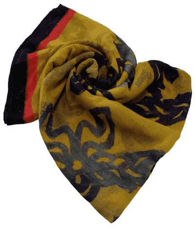 Mcm Lemon Chrome Silk/modal Jacquard Brushed Logo Edge Scarf In Yellow Lemon