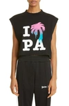 PALM ANGELS I LOVE PA GRAPHIC MUSCLE CROP TANK