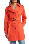 Sam Edelman Water Repellent Cotton Blend Trench Coat In Orange Poppy
