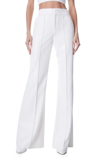 Alice And Olivia Dylan Vegan Leather Wide-leg Pants In White