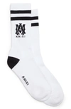 Amiri Ribbed Logo Athletic Socks In Black/white