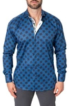 Maceoo Einstein Regular Fit Crossover Blue Button-up Shirt In Blue