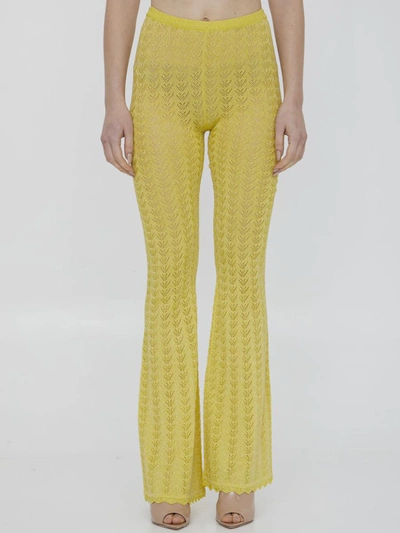 Alessandra Rich Lace Flared Trousers In Yellow