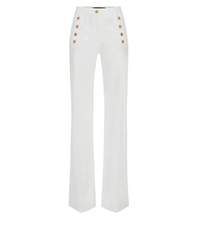 Elisabetta Franchi Palazzo Flared Trousers In White