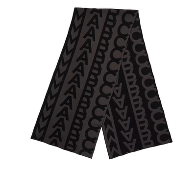 MARC JACOBS MARC JACOBS  THE MONOGRAM KNIT BLACK GREY SCARF