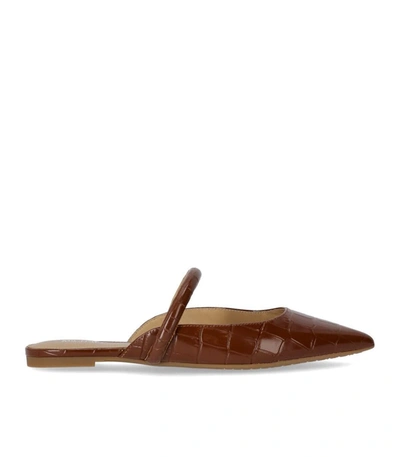 Michael Kors Jessa Flex Crocodile Embossed Leather Mule In Brown