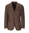 SANTANIELLO SANTANIELLO  BROWN TARTAN SINGLE-BREASTED JACKET