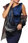 Saachi Ombrè Shimmer Silk Scarf In Black