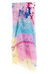 Saachi Happy Floral Print Scarf In White Multi