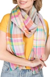 Saachi Happy Plaid Wool-blend Scarf In White Multi