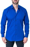 Maceoo Fibonacci Solid Contemporary Fit Button-up Shirt In Blue
