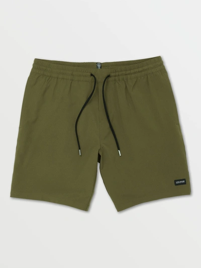 Volcom Stones Hybrid Elastic Waist Shorts - Military In Green