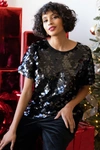 Eva Franco Sequin Tee In Black