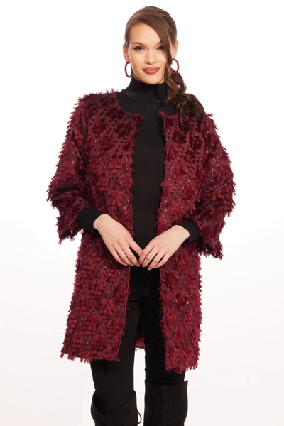 Eva Franco Car Coat In Sangria Fizz In Multi