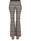 Missoni Logo Chevron Flared High Waist Trousers In Multicolor