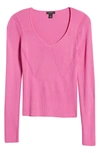 Halogen V-neck Sweater In Pink Rosebud
