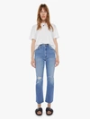 Mother High Waisted Rider Ankle Fray Party Like A Pirate Jeans In Blue
