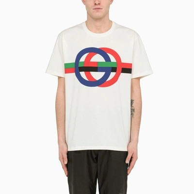 Gucci Round Gg Print Cotton T-shirt In Yellow