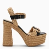 Castaã±er Agnes Platform Sandal In Natural Negro In Beige