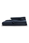 Pg Goods Classic Cool Crisp Cotton Duvet Set In Dark Navy