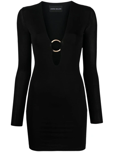 Louisa Ballou Helios Plunge-front Jersey Mini Dress In Black