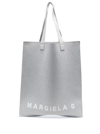 Mm6 Maison Margiela Logo Tote Bag In Silver