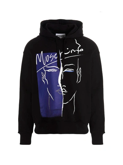 Moschino Graphic Logo Printed Hoodie In Black