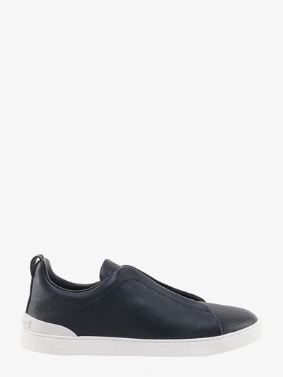 Zegna Triple Stitch Slip-on Sneakers In Blue