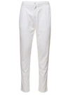 KITON WHITE SLIM TROUSERS WITH ELASTICATED WAISTBAND IN STRETCH LYOCELL MAN