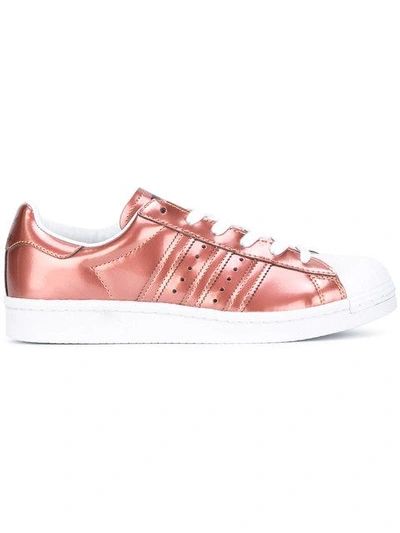 Adidas Originals Woman Superstar Mirrored-leather Trainers Copper In Rosa