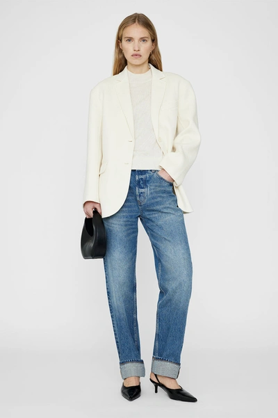 ANINE BING ANINE BING QUINN BLAZER IN WHITE CASHMERE BLEND