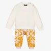VERSACE BABY GIRLS IVORY & PINK COTTON TRACKSUIT