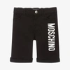 MOSCHINO KID-TEEN BOYS BLACK TWILL LOGO SHORTS