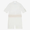 ABUELA TATA BOYS WHITE & IVORY COTTON SHORTS SET