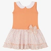 ARTESANIA GRANLEI GIRLS ORANGE COTTON KNIT DRESS