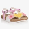 Monnalisa Floral-appliqué Open Toe Sandals In Pink