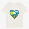 STELLA MCCARTNEY STELLA MCCARTNEY KIDS GIRLS IVORY COTTON HEART LOGO T-SHIRT