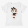 IDO BABY IDO BABY GIRLS WHITE GLITTER COTTON T-SHIRT