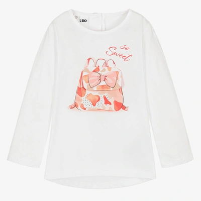 Ido Baby Girls White Handbag Print Cotton T-shirt