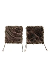 Luxe Laredo Set Of 2 Faux Fur Seat Cushions In Chocolate