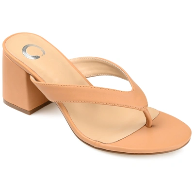 Journee Collection Women's Alika Block Heel Thong Sandals In Tan