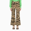 Stella Mccartney Cropped Zebra-print Wool-blend Flared Pants In Beige