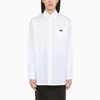 Prada Womens White Logo-plaque Long-sleeve Cotton Shirt In White