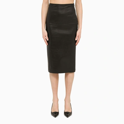 PRADA PRADA BLACK SHEATH SKIRT IN LEATHER,5183312UW/M_PRADA-F0002_102-42