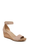 Naturalizer Areda Ankle Strap Wedge Sandal In Fawn Beige Faux Leather