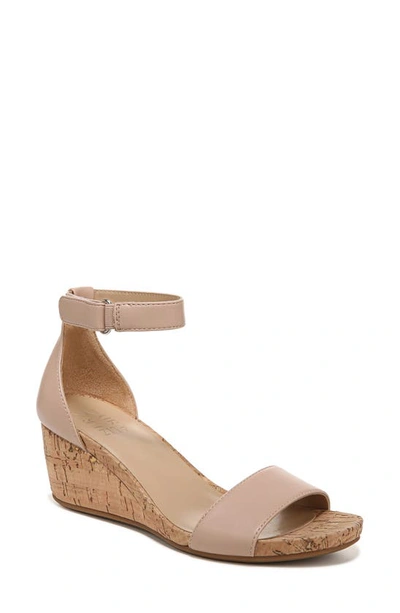 Naturalizer Areda Ankle Strap Wedge Sandal In Vintage Mauve Pink Synthetic