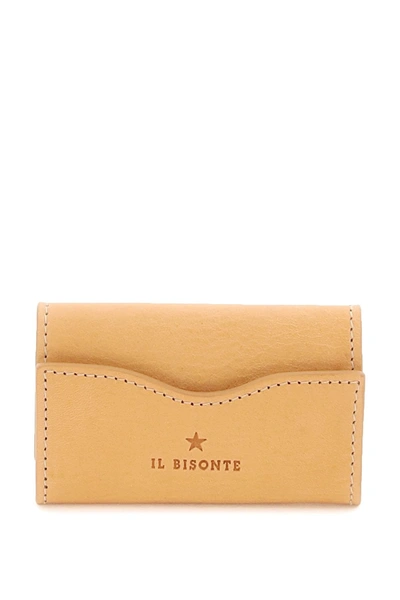 Il Bisonte Leather Key Holder In Beige Leather