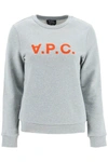 Apc Flocked Logo Organic Cotton Sweatshirt In Gray
