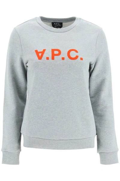 Apc Logo-print Long-sleeve Sweatshirt In Gray