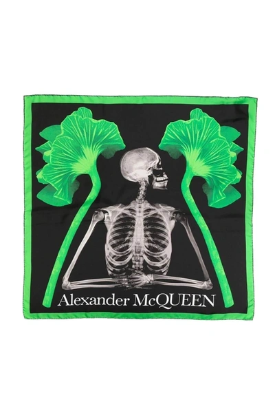 Alexander Mcqueen 'mushroom Skeleton' Headscarf In Green